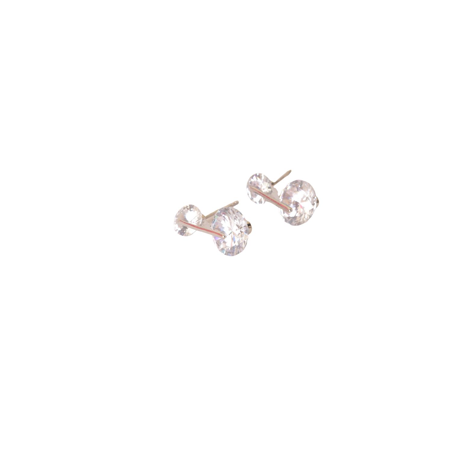 Aretes d e Zirconia Plateados Forma Circular