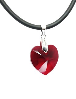 Foto 2 | Collar y Aretes Joyería Zvezda Corazón Rojo con Caucho y Plata