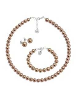 Foto 1 | Collar con Aretes y Pulsera Joyería Zvezda Perlas Cristal Beige Plata