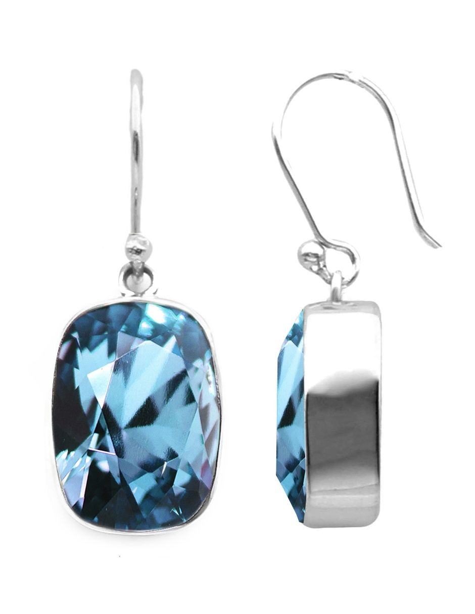 Foto 2 | Aretes Joyería Zvezda ZAR-BAG18-AQU-G Baguette Aquamarine Gancho con Plata