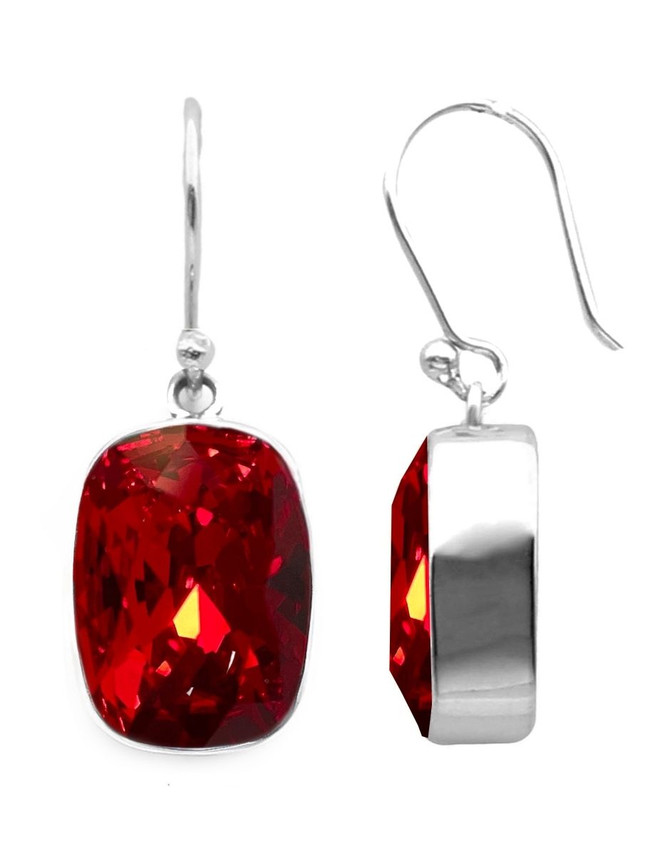 Foto 2 | Aretes Joyería Zvezda ZAR-BAG18-SIA-G color Rojo Baguette Siam Gancho con Plata