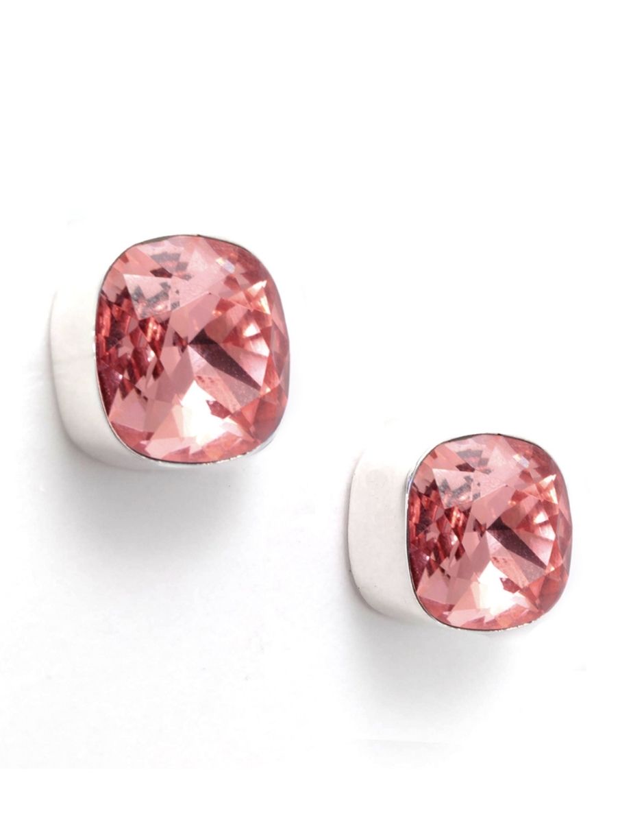 Aretes Joyería Zvezda ZAR-CSH12-RPE-P color Rosa Poste con Plata