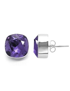 Foto 2 | Aretes Joyería Zvezda ZAR-CSH12-TAN-P color Púrpura Cushion Tanzanite Poste con Plata