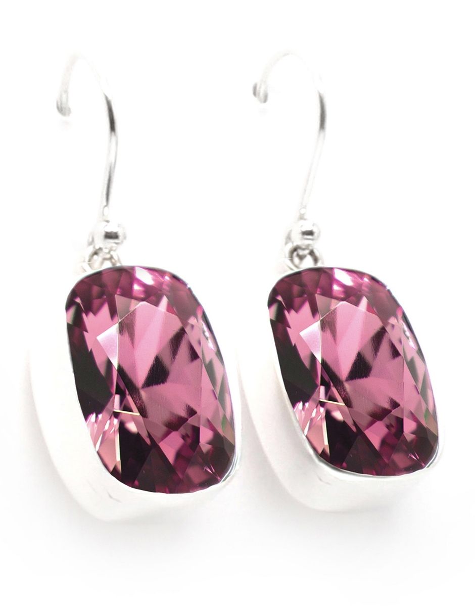 Aretes Joyería Zvezda ZAR-BAG18-ROS-G Baguette Rose Gancho con Plata