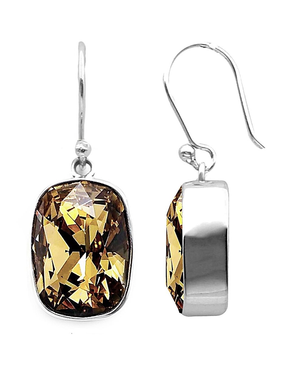 Foto 2 | Aretes Joyería Zvezda ZAR-BAG18-LCT-G color Amarillo Baguette Topaz Gancho con Plata