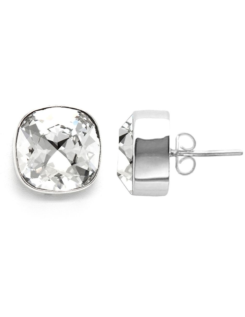 Foto 2 | Aretes Joyería Zvezda Cushion Crystal Poste con Plata