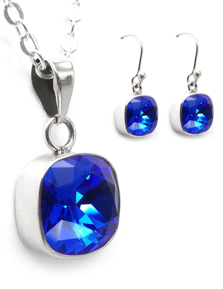 Foto 2 pulgar | Collar y Aretes Zvezda Cushion Majestic Blue con Plata