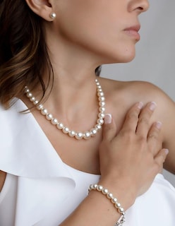 Foto 2 | Conjunto de Joyería ZVEZDA Perlas de Cristal Cream con Plata Mexicana .925