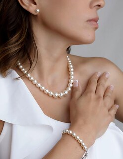 Foto 6 | Conjunto de Joyería ZVEZDA Perlas de Cristal Cream con Plata Mexicana .925