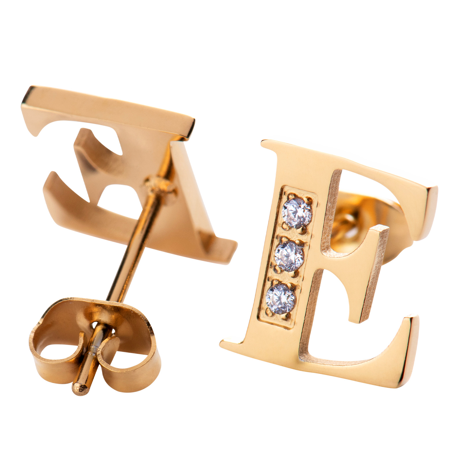 Foto 4 pulgar | Aretes y Collar LuckyLy CRV27-E color Dorado con Baño de Oro 18k y Zirconia Cúbica - Letra E