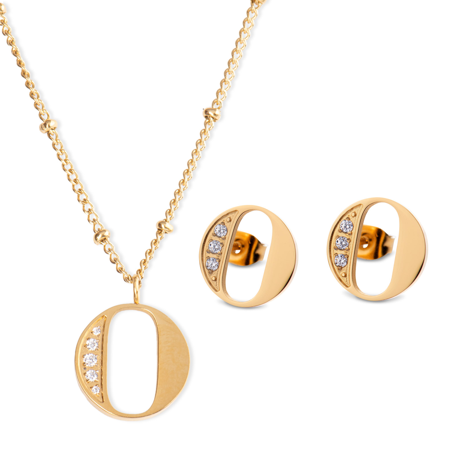 Foto 1 | Collar con Aretes Letra O Luckyly color Dorado