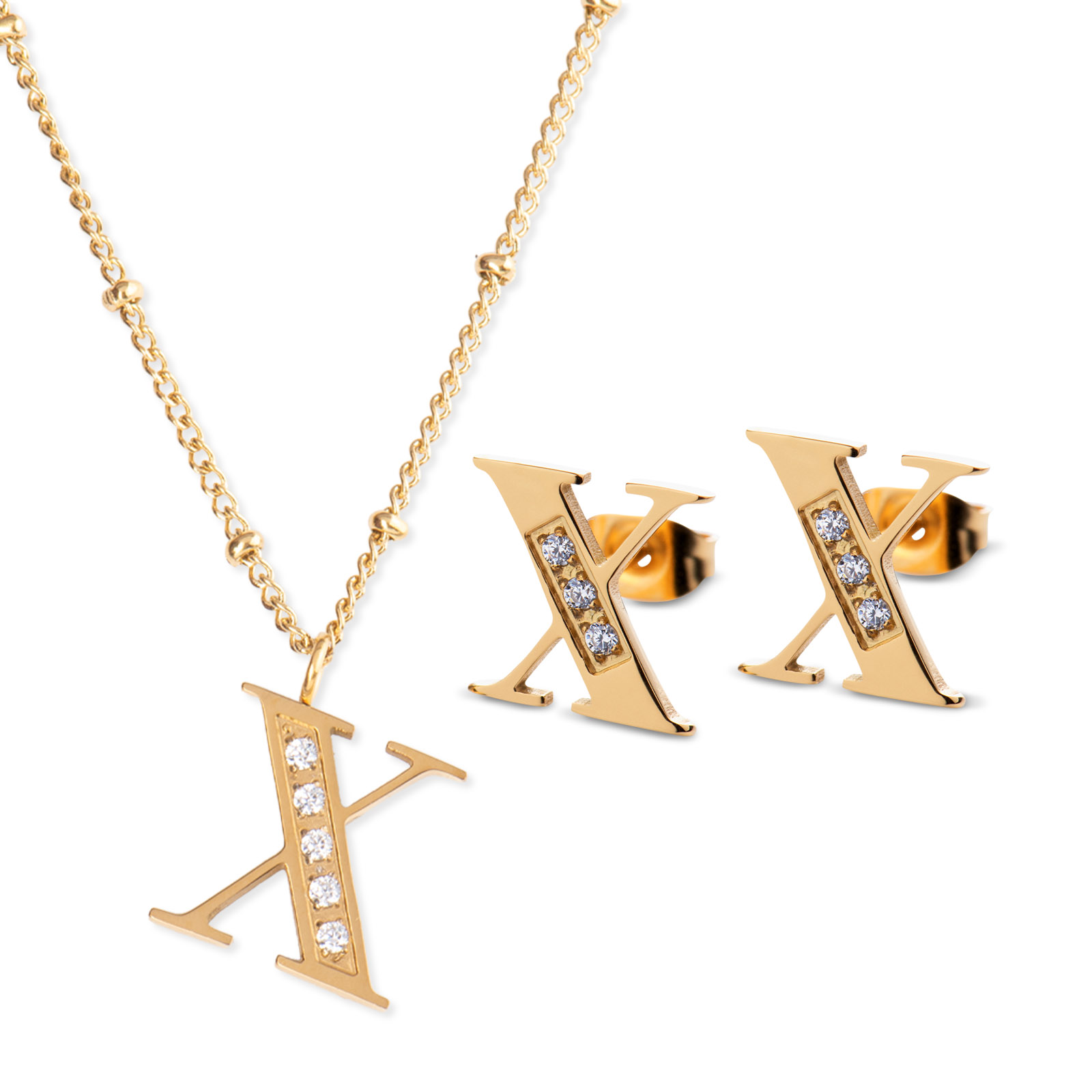 Foto 1 | Collar con Aretes Letra X Luckyly color Dorado