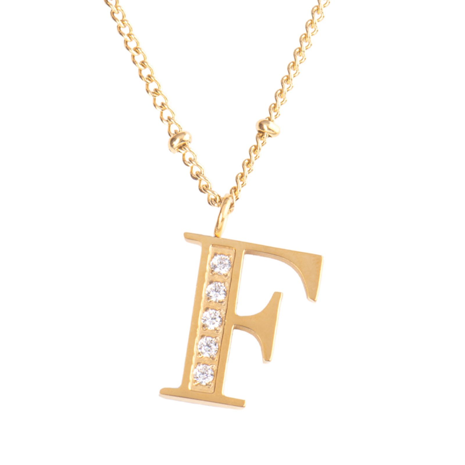 Foto 3 pulgar | Collar con Aretes Letra F Luckyly color Dorado