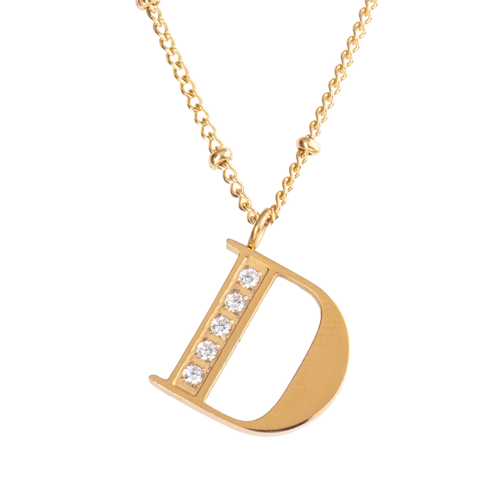 Foto 3 pulgar | Collar con Aretes Letra D Luckyly color Dorado