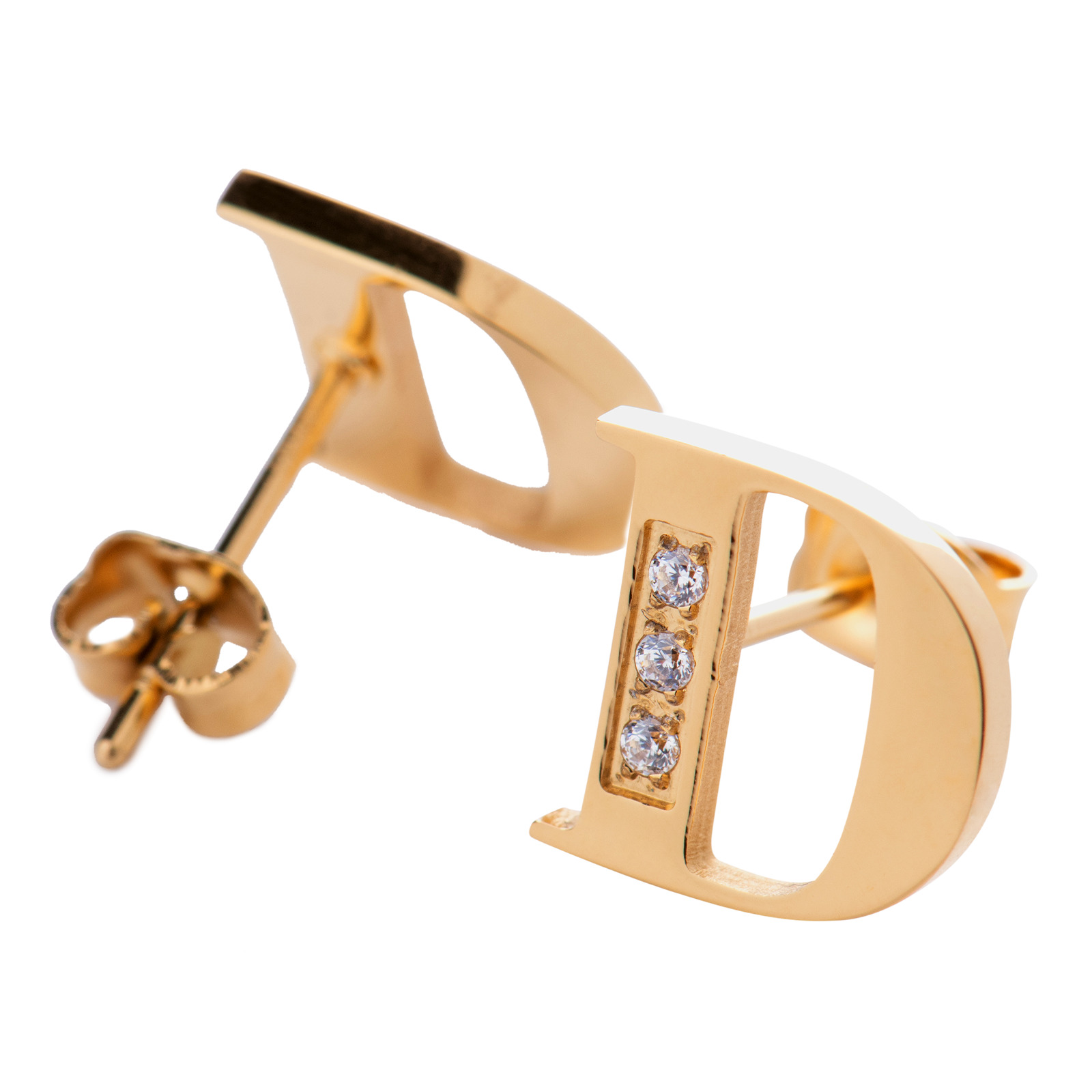 Foto 4 pulgar | Collar con Aretes Letra D Luckyly color Dorado