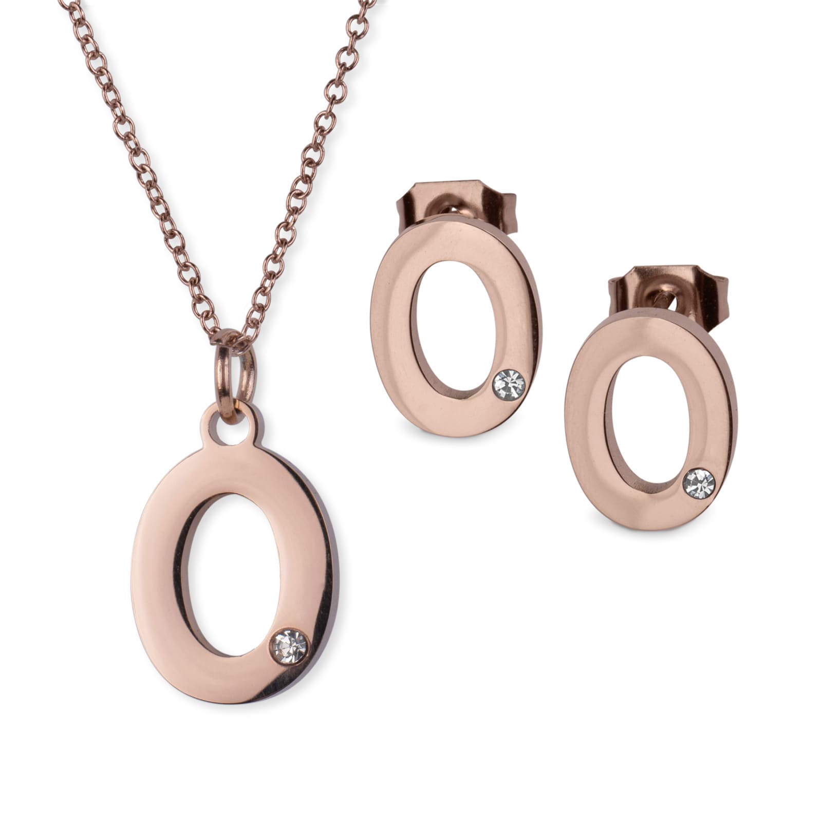 Set de Joyería Luckyly Baño de Oro Rosa 18k Yara Letra O $699