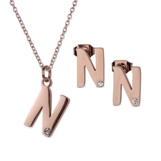 Foto 1 | Set de Joyería Luckyly Baño de Oro Rosa 18k Yara Letra N