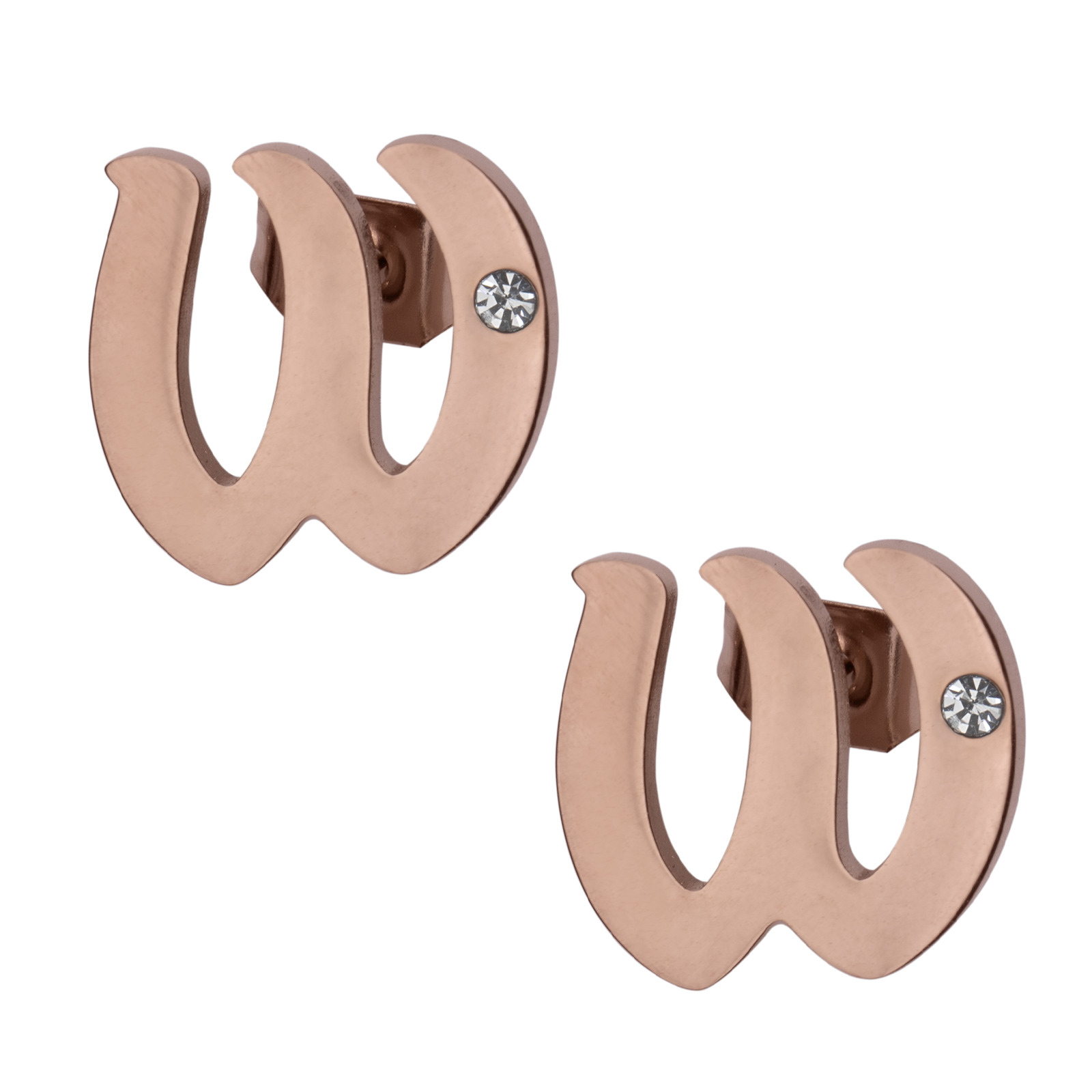 Foto 4 pulgar | Set de Joyería LuckyLy Yara Collar y Aretes Baño de Oro Rosa 18K Letra W para Mujer