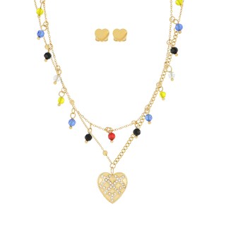 Foto 1 | Collar con Aretes Joyas Plafer de Acero Inoxidable