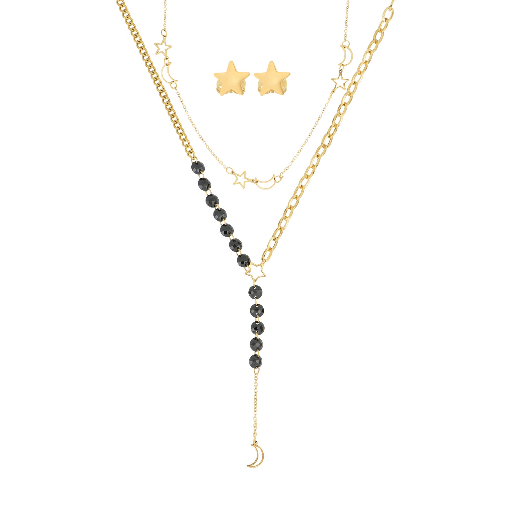 Collar con Aretes Joyas Plafer de Acero Inoxidable $382