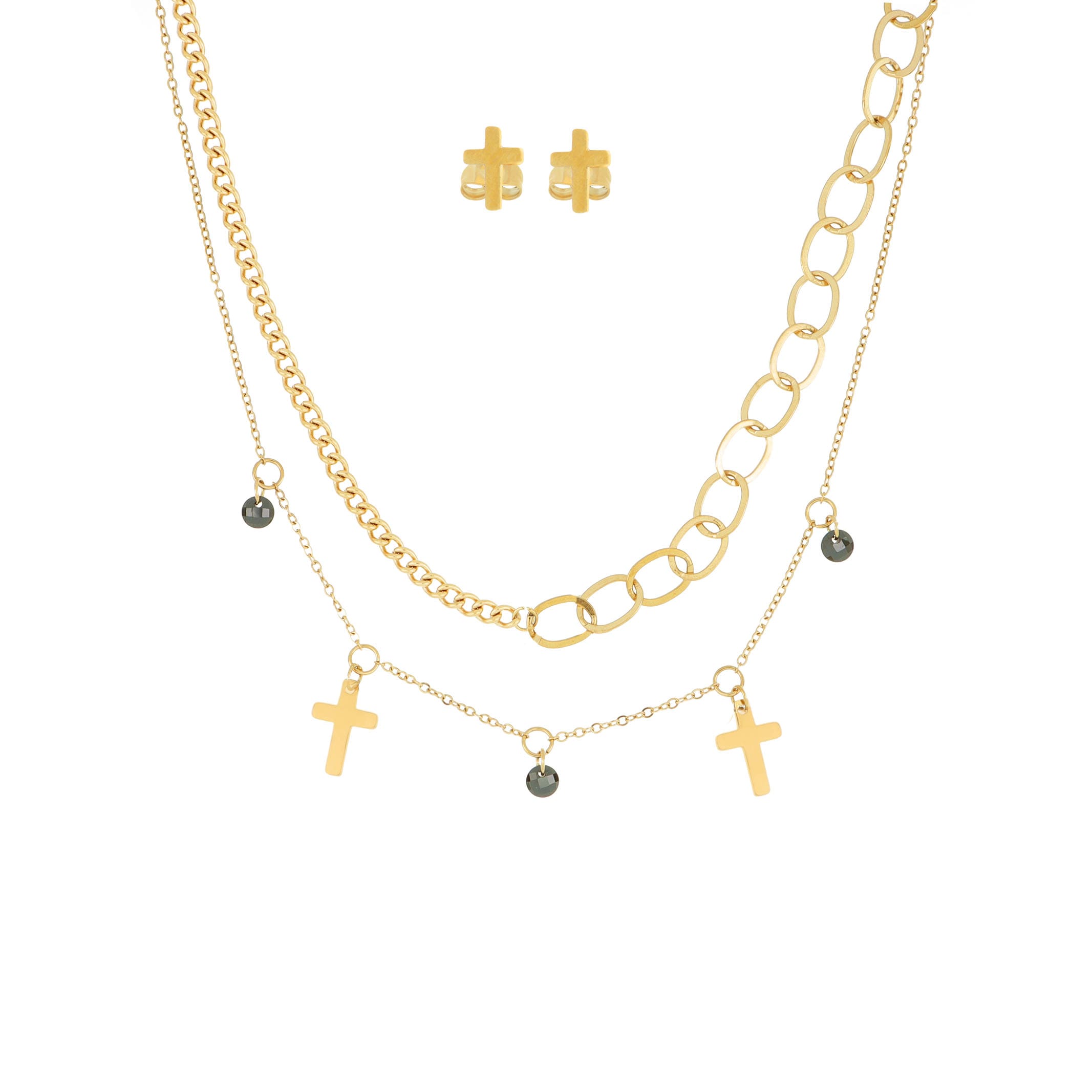 Collar con Aretes Joyas Plafer de Acero Inoxidable $352