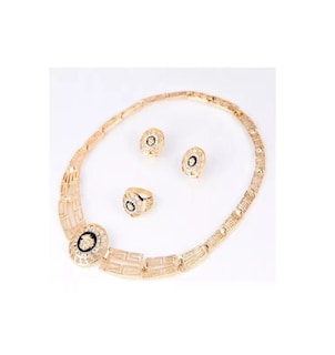 Foto 3 | Collar + Aretes + Anillo + Pulsera de Bisutería color Dorado para Mujer