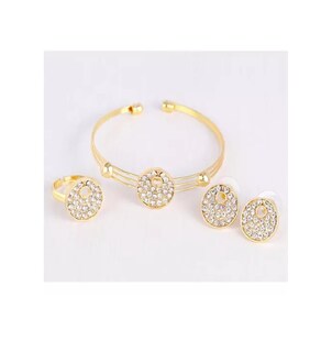 Foto 4 | Collar + Pulsera + Aretes + Anillos de Bisutería color Dorado para Mujer
