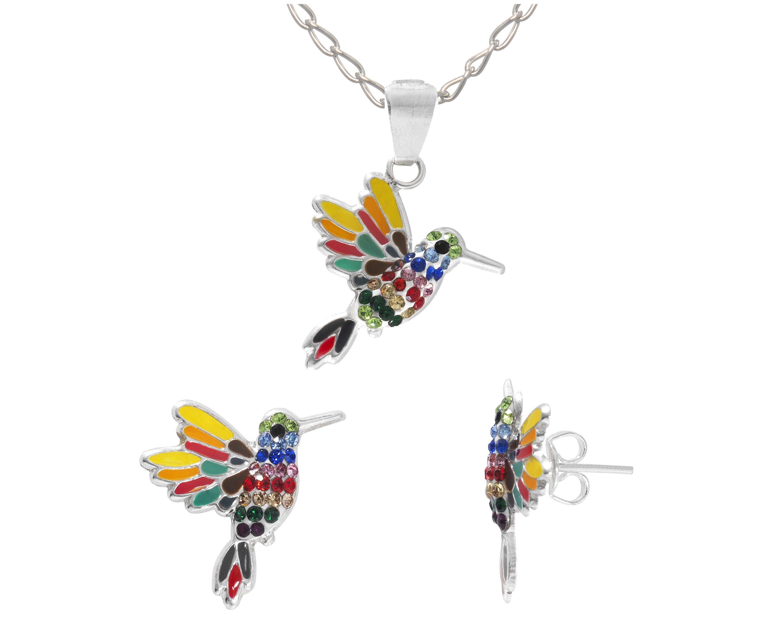 Gargantilla y Aretes Horoz Plata 925 CP801 Colibrí
