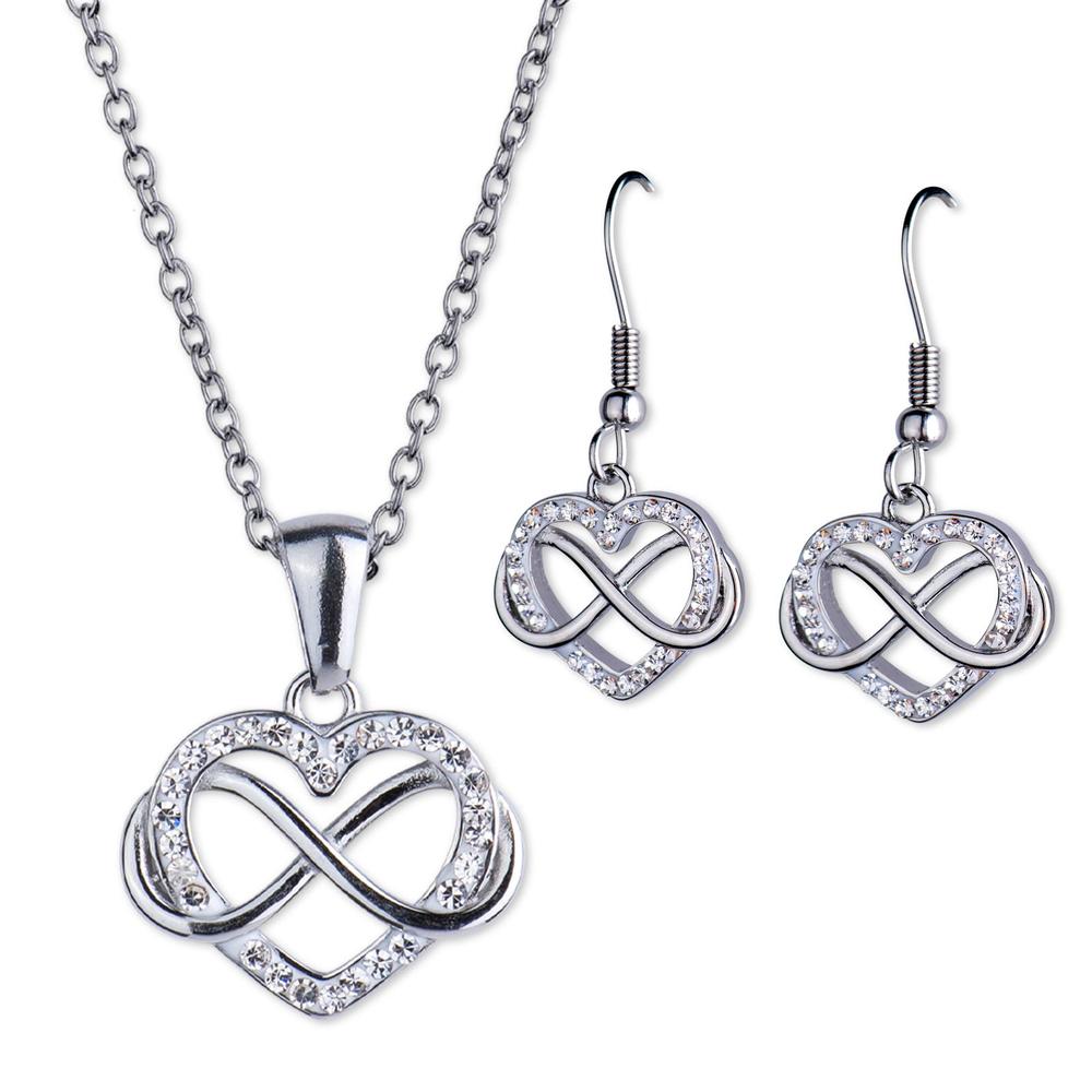 Foto 1 | Juego De Joyería Para Mujer, Aretes Y Collar Corazón Infinito Luckyly, Modelo Natty
