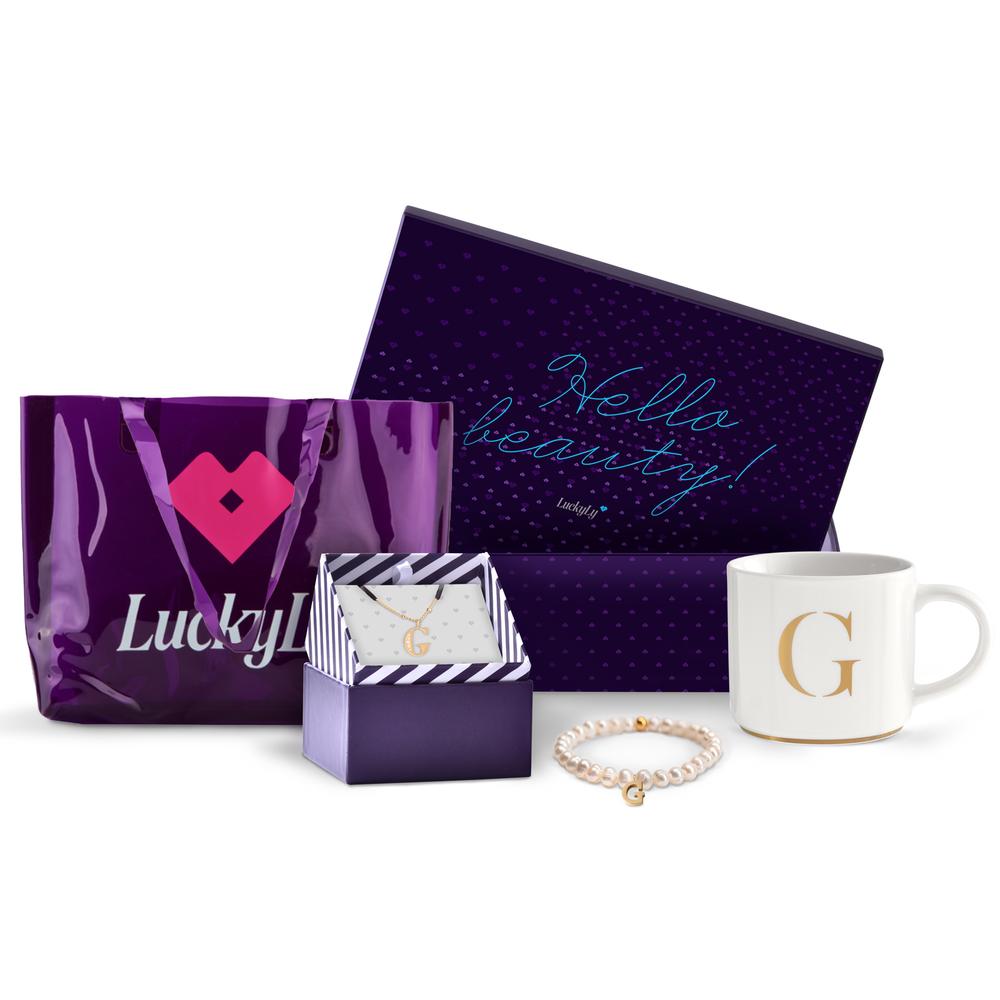 Kit de Regalo para Mujer Navidad de Iniciales Luckyly, Modelo Brya, Letra G