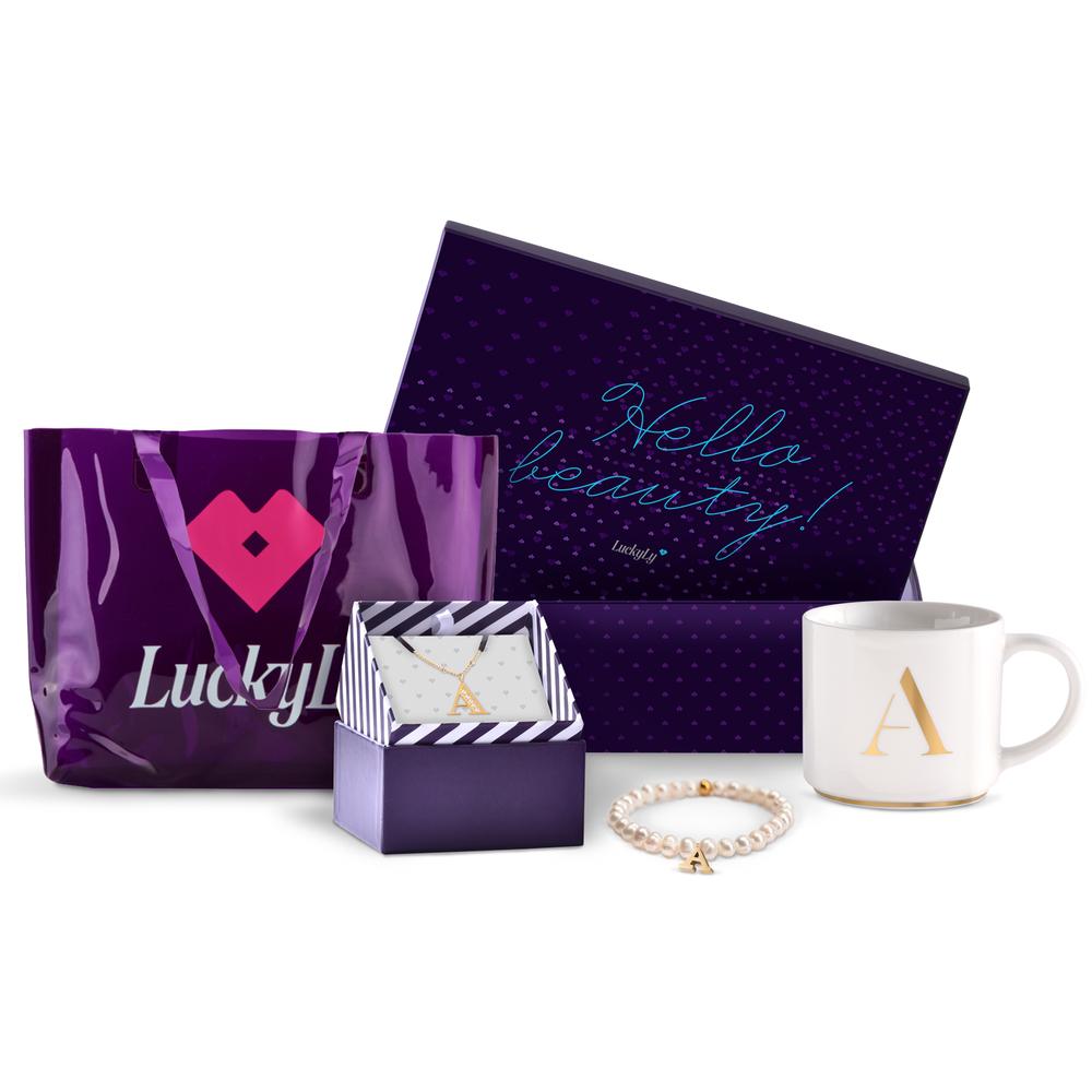 Kit de Regalo para Mujer Navidad de Iniciales Luckyly, Modelo Brya, Letra A