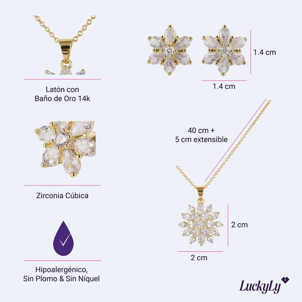 Foto 6 | Set de Joyería para Muje, Collar y Aretes con Zirconias Luckyly, Modelo Gia
