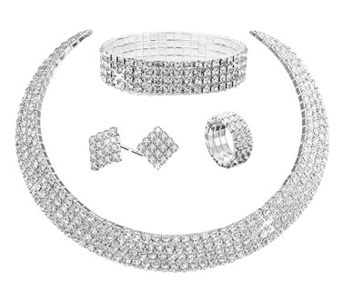 Foto 1 | Conjunto De Joyas De Lujo Collar Pendientes Pulsera Anillo, Color Plata