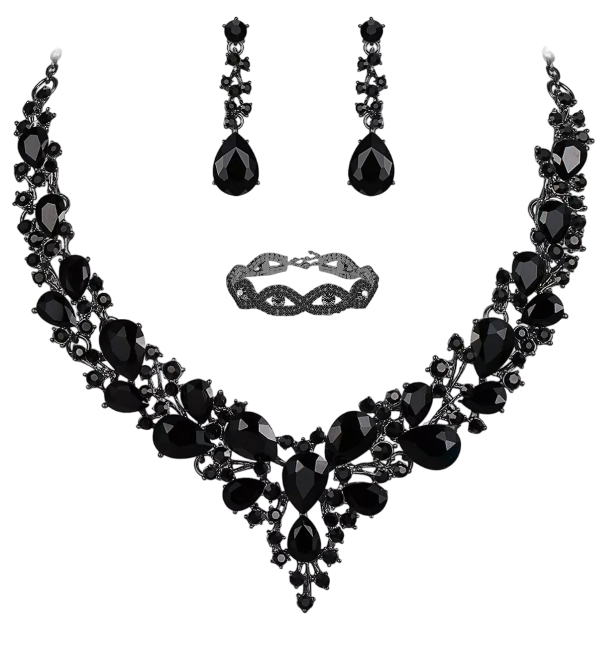 Foto 1 | Conjunto De Joyas Para Mujer Collar Y Aretes Y Pulsera Negro