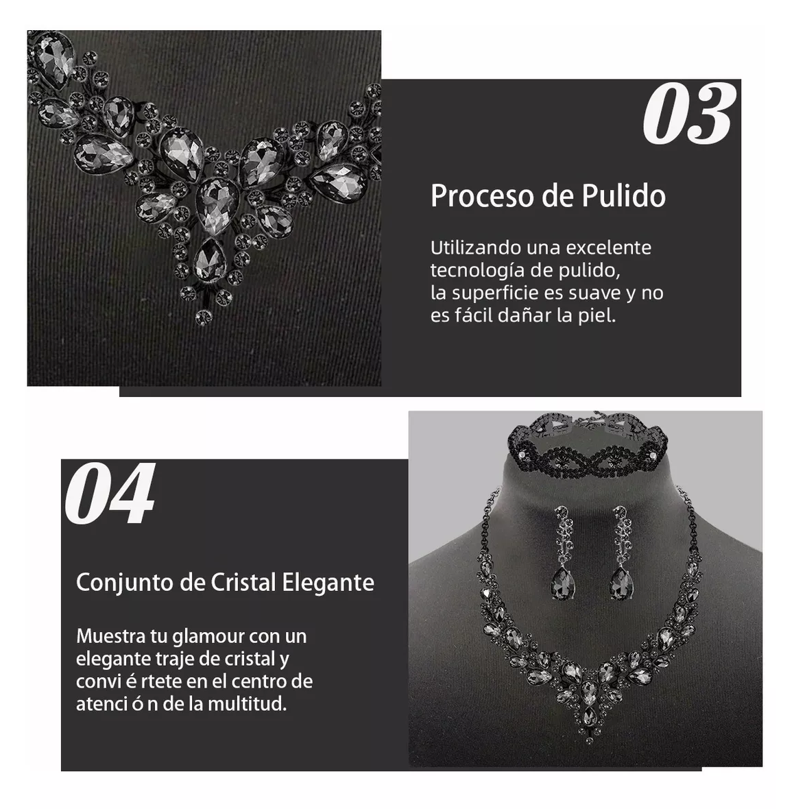 Foto 6 pulgar | Conjunto De Joyas Para Mujer Collar Y Aretes Y Pulsera Negro