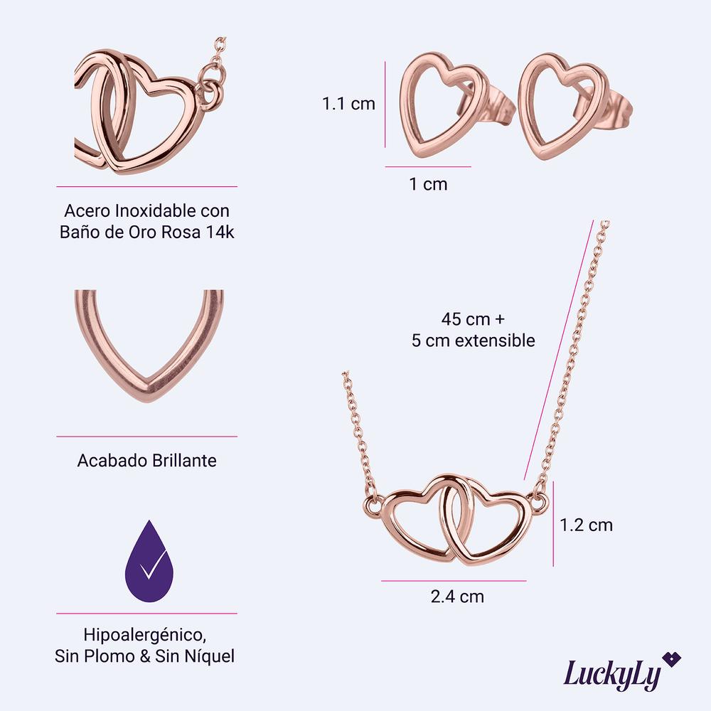 Foto 6 pulgar | Juego Joyería Mujer, Collar Aretes, Regalos Novia Luckyly Elsie Oro