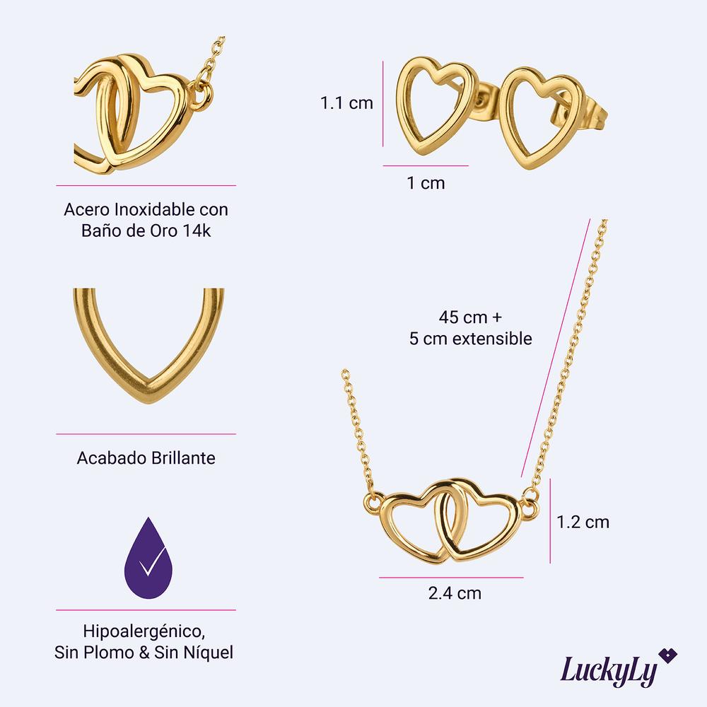 Foto 6 pulgar | Juego Joyería Mujer, Collar Aretes, Regalos Novia Luckyly Elsie Oro