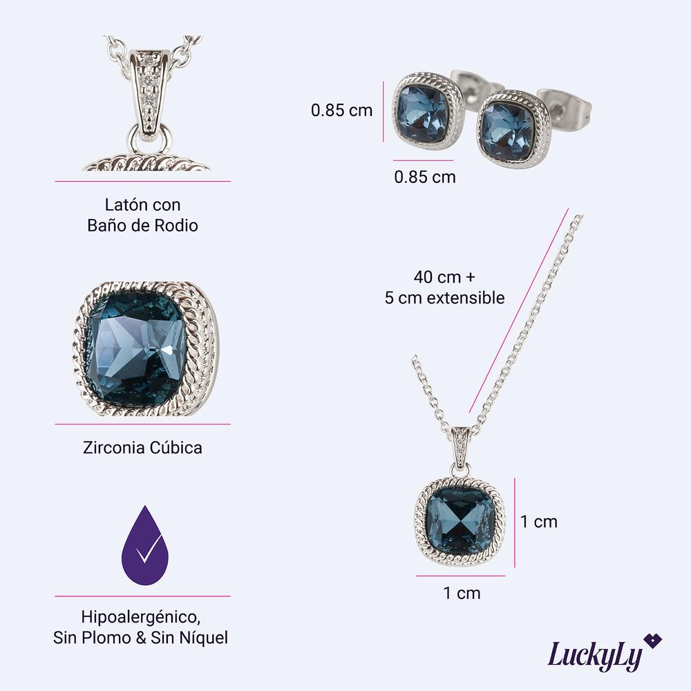 Foto 6 | Set Joyería Mujer Collar Aretes, Regalo Mamá Navidad Luckyly Cleo Azul