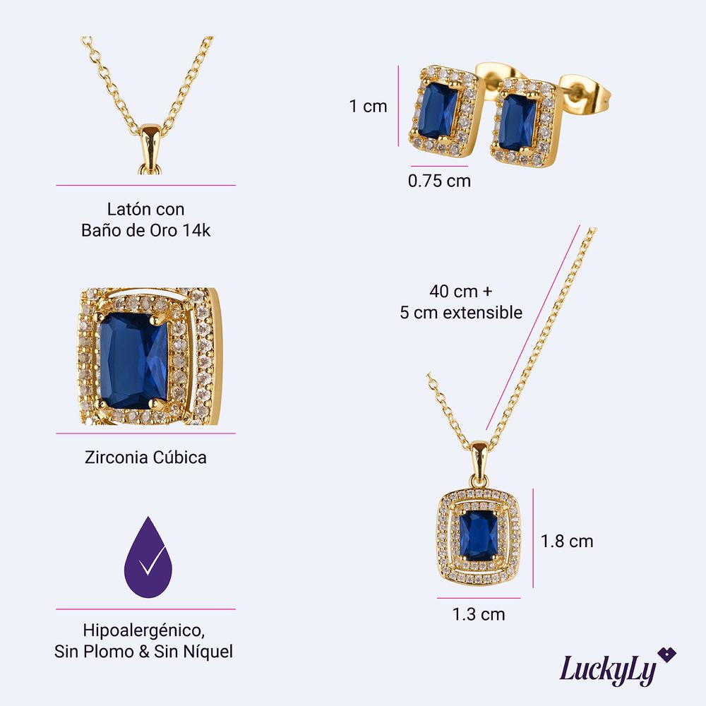 Foto 7 pulgar | Set Joyería Mujer Collar Aretes Regalos Mamá Navidad Luckyly Elia Azul
