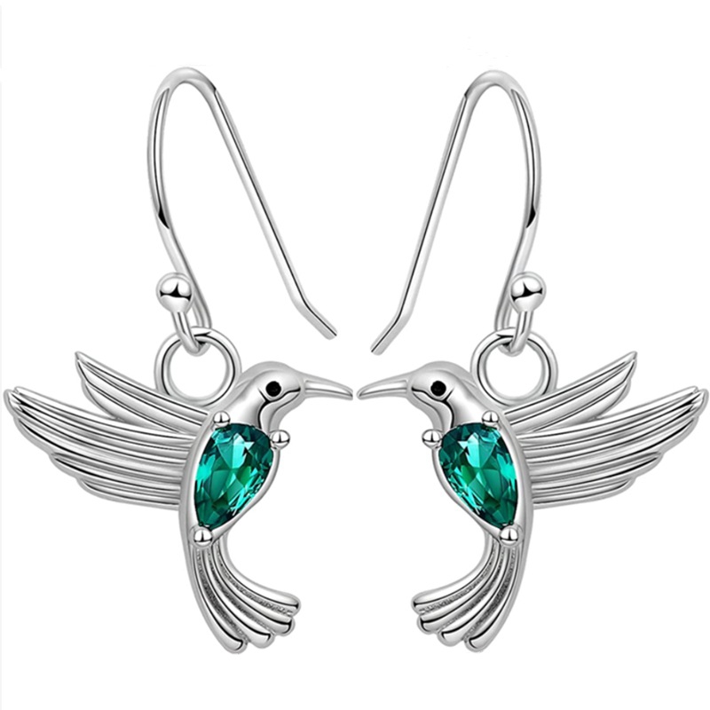 Foto 2 pulgar | Pendientes Colibrí De Plata 925 Con Circonita Para Mujer - Venta Internacional.