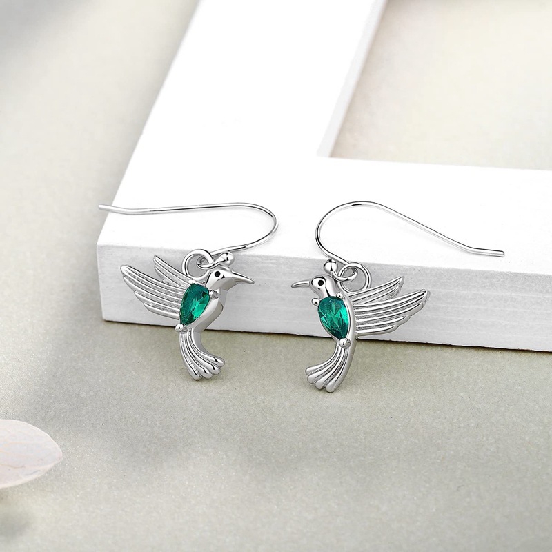 Foto 4 pulgar | Pendientes Colibrí De Plata 925 Con Circonita Para Mujer - Venta Internacional.