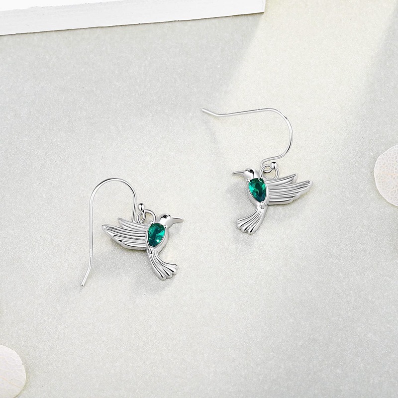 Foto 6 pulgar | Pendientes Colibrí De Plata 925 Con Circonita Para Mujer - Venta Internacional.
