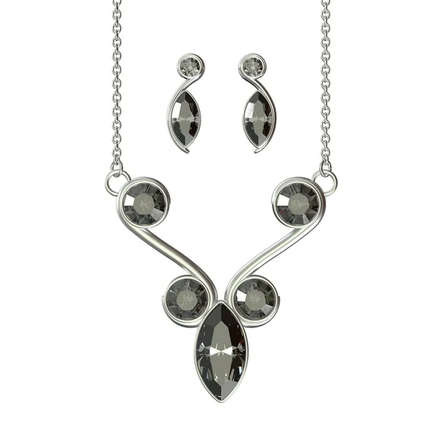 Foto 1 | Juego De Collar Y Aretes Barroco Bañado En Rodio Con Cristales Swarovski - Elegancia Clásica Con Toque Moderno