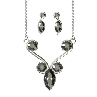 Foto 1 | Juego De Collar Y Aretes Barroco Bañado En Rodio Con Cristales Swarovski - Elegancia Clásica Con Toque Moderno