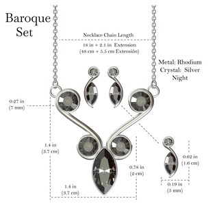 Foto 2 | Juego De Collar Y Aretes Barroco Bañado En Rodio Con Cristales Swarovski - Elegancia Clásica Con Toque Moderno