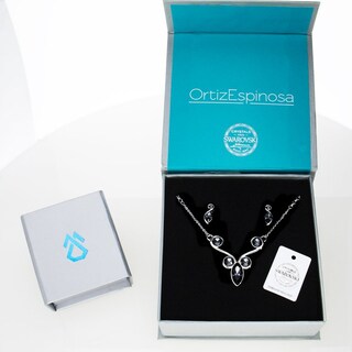 Foto 3 | Juego De Collar Y Aretes Barroco Bañado En Rodio Con Cristales Swarovski - Elegancia Clásica Con Toque Moderno