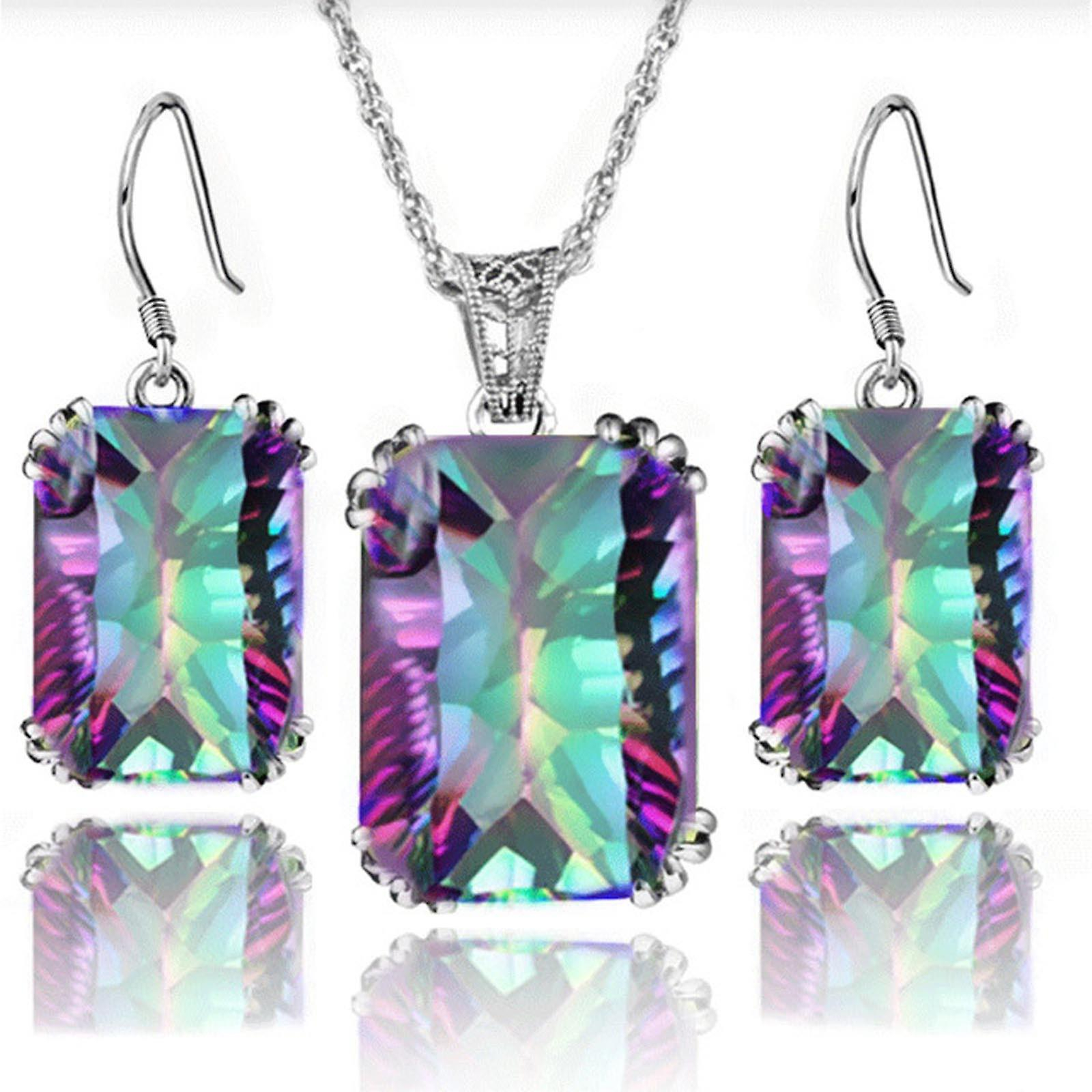 Foto 2 pulgar | Conjunto De Joyas Huoguo Para Mujer  Cristal Coloreado Y Diamante Retro - Venta Internacional.