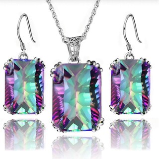 Foto 1 | Conjunto De Joyas Huoguo Para Mujer Cristal Coloreado Y Diamante Retro - Venta Internacional.