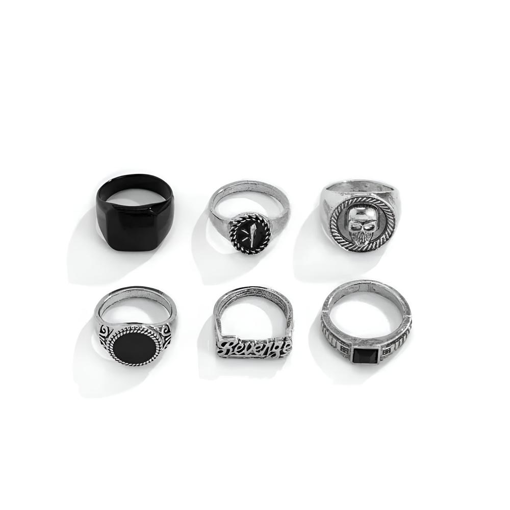 Set de Anillos Vintage Góticos Unisex 6 pzas