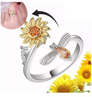 Foto 4 | Anillo de Girasol BELUG color Plata Ajustable Rotación Anti Ansiedad para Mujer